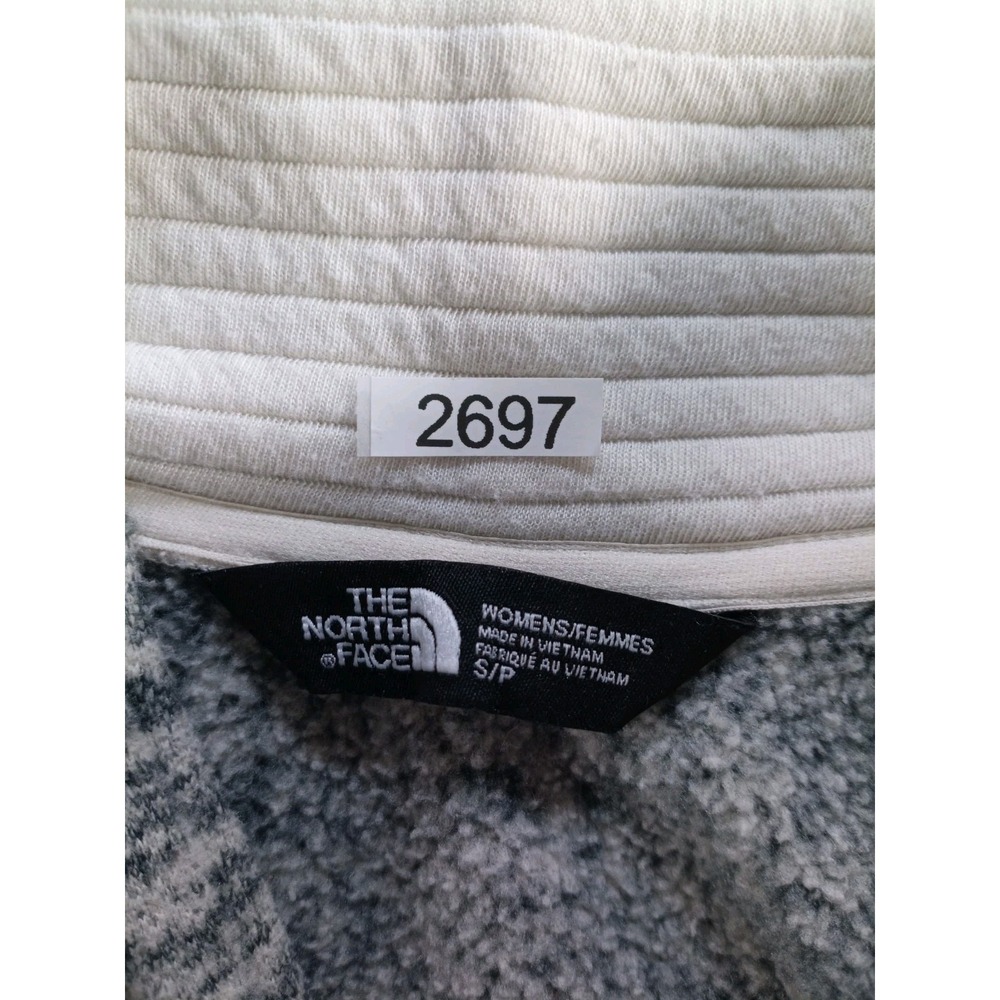 The North Face Women's Small Full Zip Jacket Gray White Ribbed Knit Stain S - Picture 8 of 8